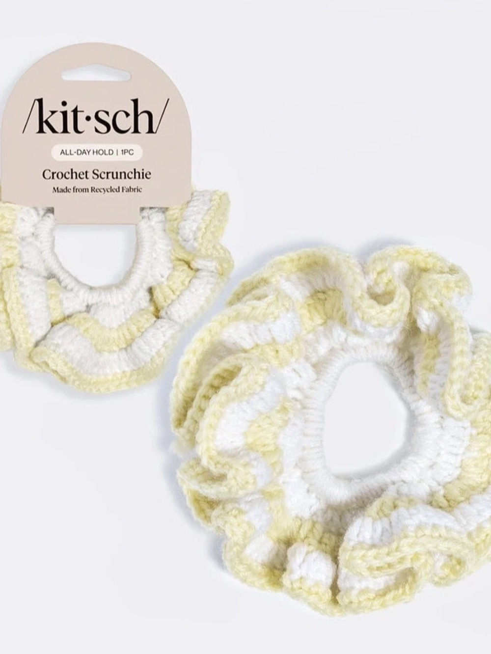 kit:sch Crochet Scrunchie Crochet Scrunchies in White & Yellow NWT